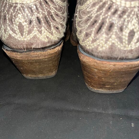 CORRAL WOMEN BROWN GLITTER INLAY CROSS AND WING EMBROIDER LEATHER COWBOY BOOT 8 - Picture 10 of 11